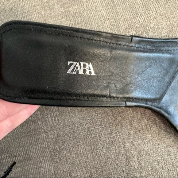 Zara Black Strappy Square Toe Heels Size 9 - Picture 5 of 9